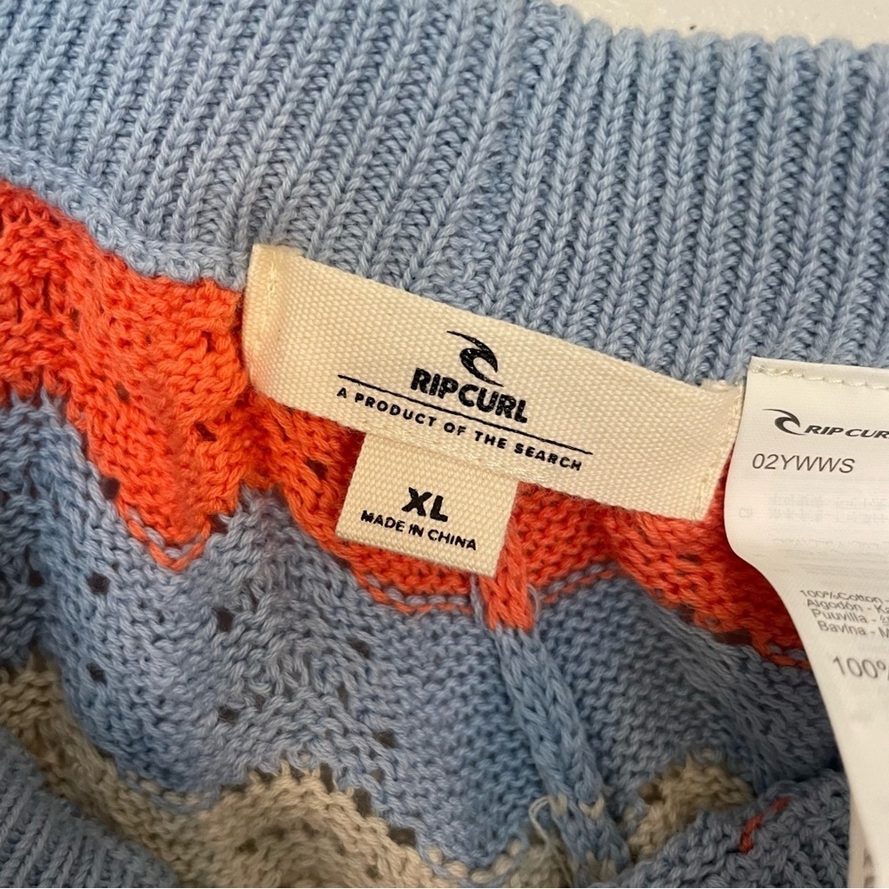NEW Rip Curl Santorini Sun Crochet Shorts Pull On Zig Zag Multicolor Beach Sz L - Picture 4 of 7